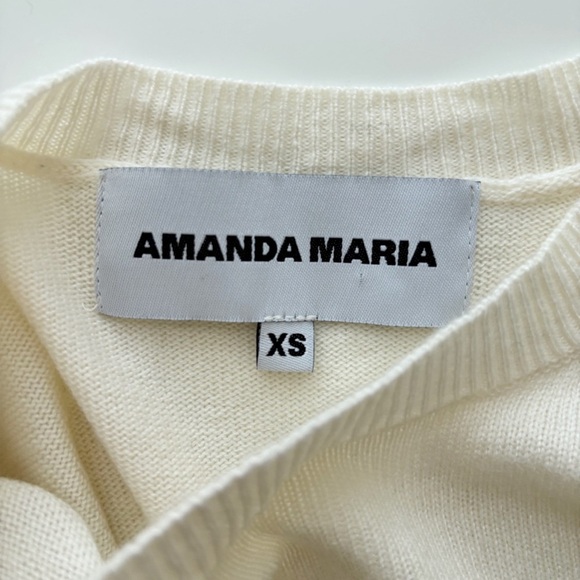 Amanda Maria Cashmere Blend Sweater XS Crew Neck Ivory - Picture 6 of 8